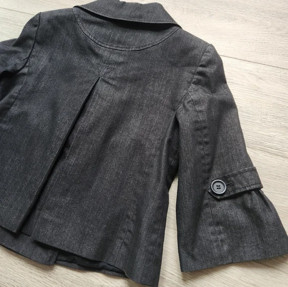 Ann Taylor LOFT Jean Jacket Womens 4 Bell Sleeves Denim Gray Black - Picture 8 of 11